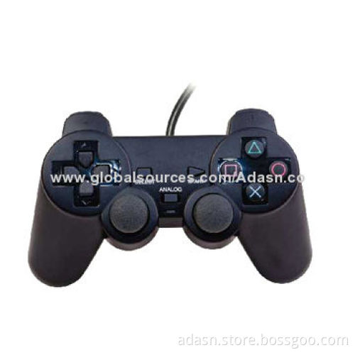 Wired PS2 video game controller with dual shock, fashionable design
